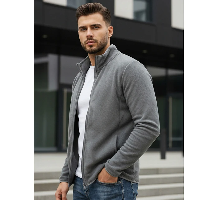 Pánska svetlosivá mikina na zips FashionStreet BX4773