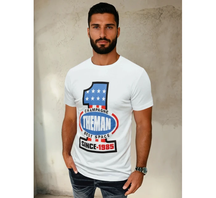 Pánske biele tričko s potlačou FashionStreet RX4406 Pánske biele tričko s potlačou FashionStreet RX4406