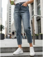Jeansy damskie 7/8 mom fit z wysokim stanem niebieskie model 22029995 - FashionStreet