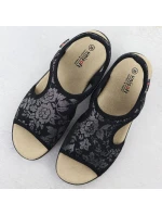 Dámske elastické kvetinové sandále High Seven Black Unisoft 7196