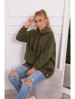Zateplená mikina se zapínáním na druky khaki