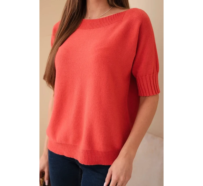 Dámsky viskózový sveter s krátkym rukávom malinová