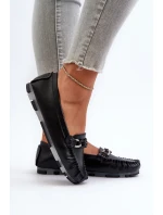 Dámské kožené mokasíny s ozdobou Černé model 21655753 - S.Barski