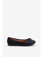 Baletky z ekologické kůže s černou mašlí
