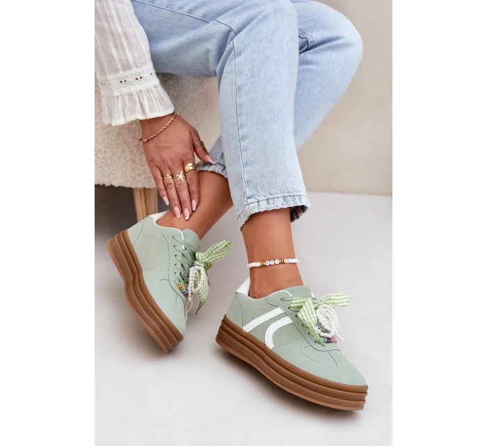 Dámské Tenisky Na Platformě S Ozdobami Zelené model 21688382 - Boto