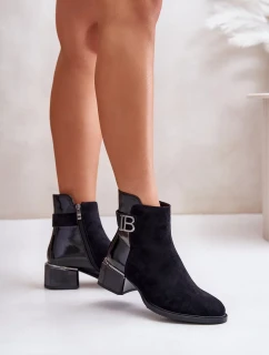 Elegantné členkové topánky na podpätku zateplené čierne