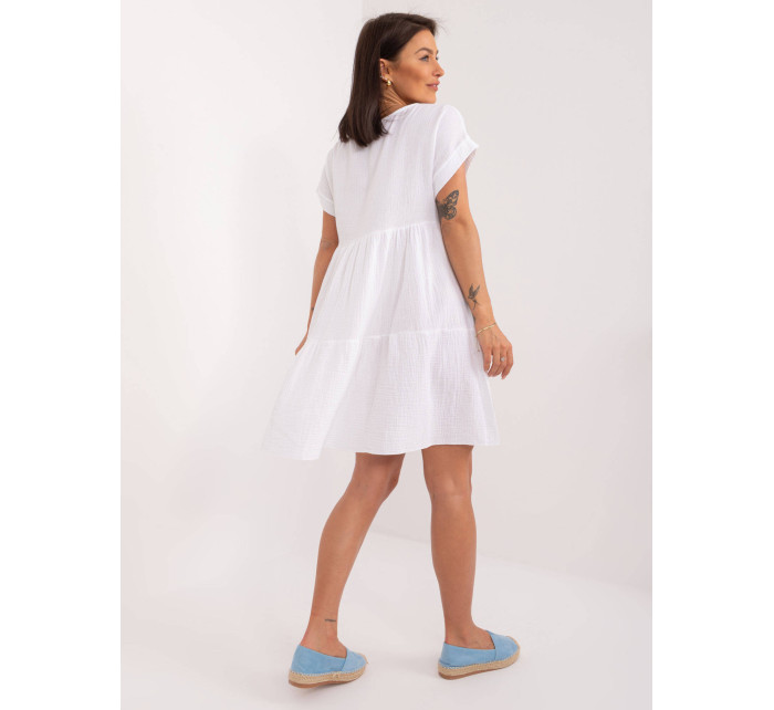 Bílé bavlněné rozšířené šaty (6873)