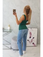 Halenka bez ramínek s volánky zelená Halenka bez ramínek s volánky zelená