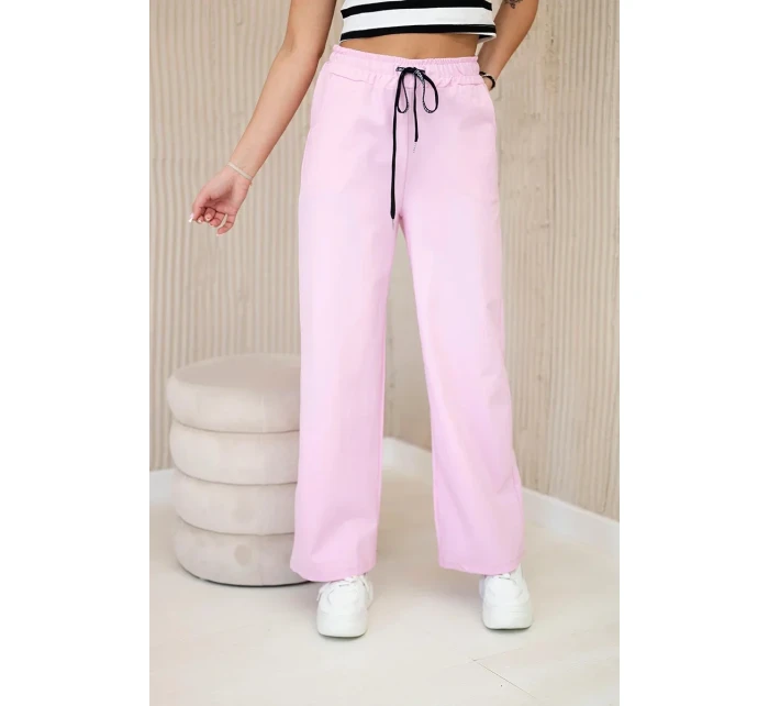 Kalhoty Punto s širokou nohavicí světle růžová
