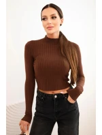 Dámske pruhované šaty s rolákom a ozdobnými gombíkmi bordovej farby