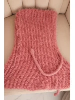 Dámska čiapka s kapucňou s jemným vzorom a šnúrkami tmavoružová Dámska čiapka s kapucňou s jemným vzorom a šnúrkami tmavoružová