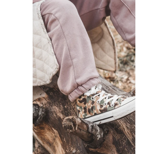 Dětské vysoké tenisky s zipem Béžová a zelená Filemon