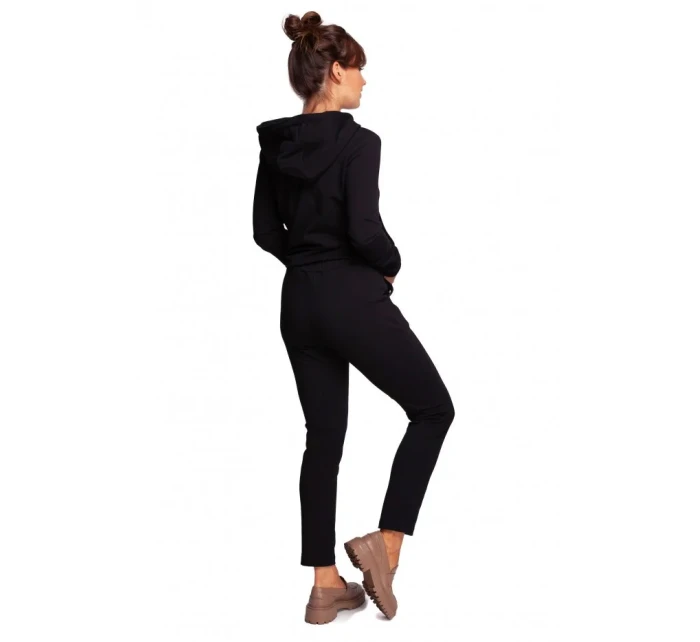 B243 Nohavice s rovnými nohavicami, nohavice s okami - čierne