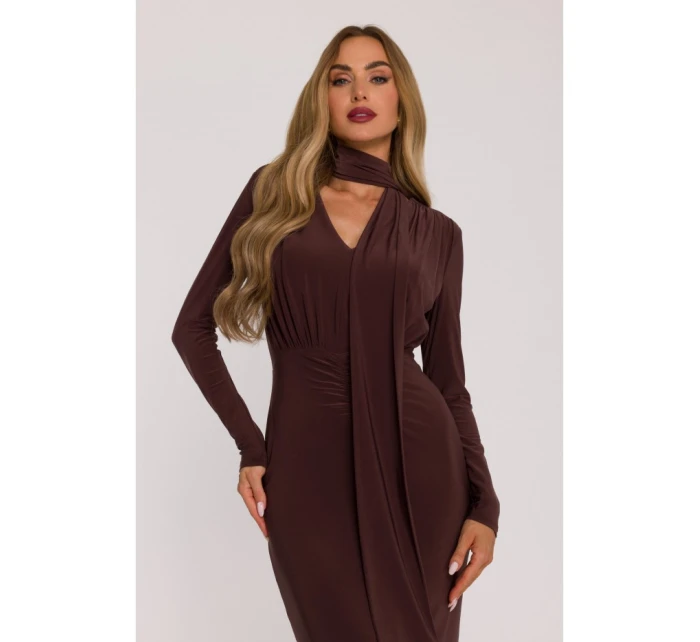 Šaty s řasením a  hnědé model 21479362 - Moe