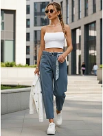 Dámske džínsy s vysokým pásom mom fit modré FashionStreet UY2933 Dámske džínsy s vysokým pásom mom fit modré FashionStreet UY2933