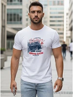 Pánske tričko VINTAGE CAR s potlačou FashionStreet white NX5082R