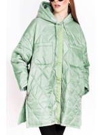 Dámska prešívaná oversize bunda v mätovej farbe s kapucňou (AG5-010)