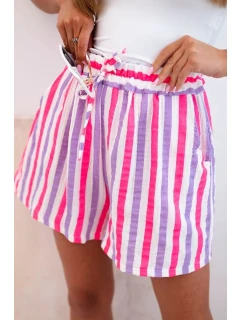 Dámské pruhované bavlněné šortky fialka