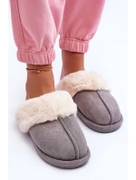 Dámské Pantofle s Kožešinou Šedé model 21563584 - Boto