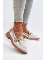 Skórzane Mokasyny Półbuty Damskie Maciejka 06493-11 Biało-Beżowe