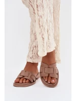 Dámské nazouváky na ploché podrážce tmavě béžové Lorania