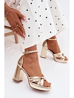 Dámské sandály na podpatku z umělé kůže zlaté Rosetta