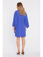 model 22040615 Šaty s ozdobnými širokými rukávy modré - Moe