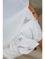 Viazané šaty s vreckovkou dole biele