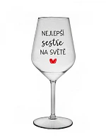 THE BEST SISTER IN THE WORLD - číry nerozbitný pohár na víno 470 ml