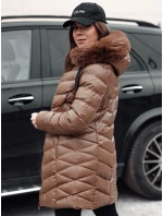 Dámská prošívaná zimní bunda s kapucí CRYSTAL světle hnědá Dstreet model 21982617 - FashionStreet