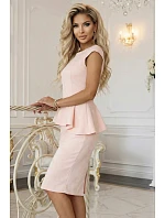 192-17 Elegantné semišové midi šaty s kosticami - púdrovo ružové