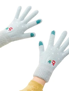 Dámske zimné rukavice so snehuliakom a vianočným stromčekom - zelené