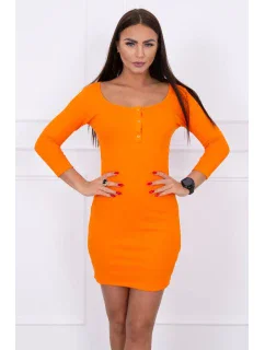 Šaty s výstřihem na knoflíky oranžové