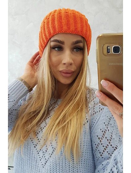 Čepice s rolováním Magda K293 orange neon