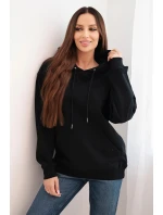 Dámska mikina s kapucňou a klokaním vreckom z bavlny čierna