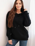 Dámska mikina s kapucňou a klokaním vreckom z bavlny čierna