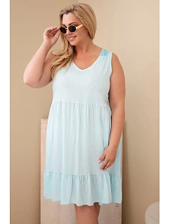 Dámske šaty v nadmernej veľkosti z viskózy s čipkou bez rukávov Mint