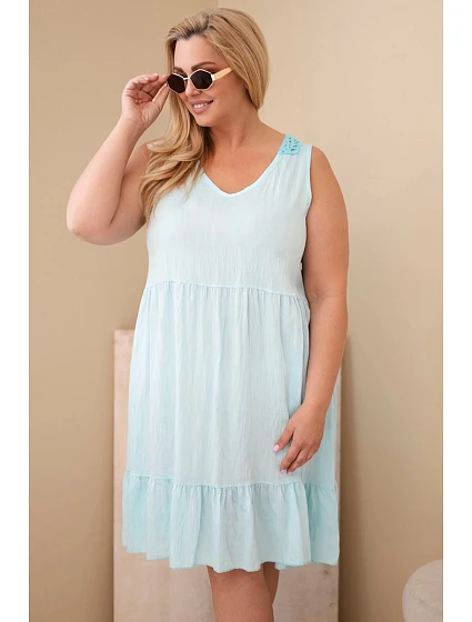 Dámske šaty v nadmernej veľkosti z viskózy s čipkou bez rukávov Mint