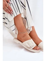 Kožené Dámské Pantofle S Přezkou D&A Béžové model 21691001 - S.Barski