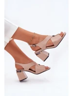 Eleganckie Sandały Damskie Na Słupku Vinceza 62238 Beżowe