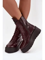 Skórzane Botki Damskie Z Ozdobą Ocieplane Bordowe Ulrika Skórzane Botki Damskie Z Ozdobą Ocieplane Bordowe Ulrika