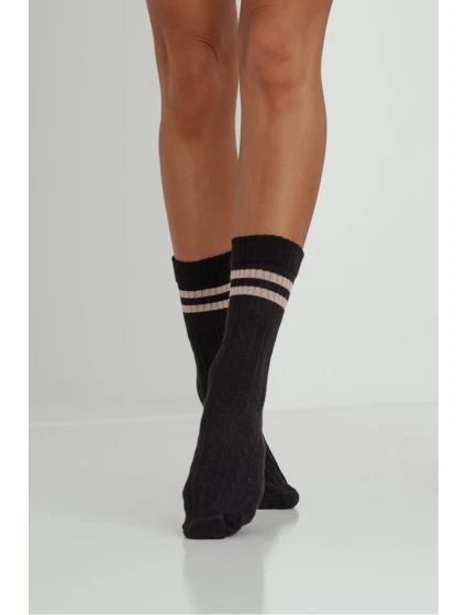 Dámske ponožky s pruhmi - čierne Dámske ponožky s pruhmi - čierne