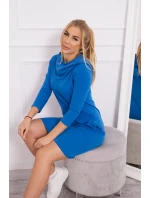 Šaty s kapucňou a vreckami chrpovo modré