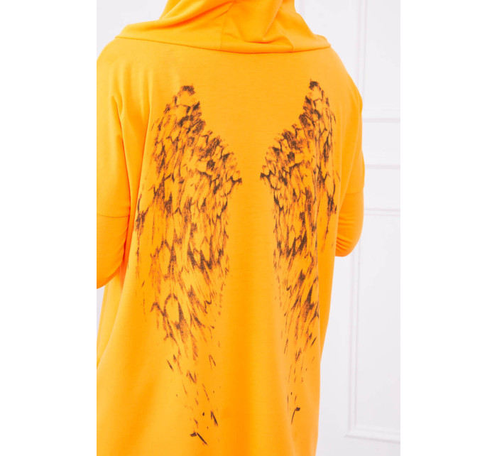 Mikina s potlačou krídiel oranžová neónová