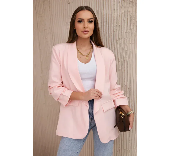 Bunda s klopami elegantná svetlo púdrovo ružová