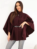 Dámské pončo s páskem a vysokým límcem model 22366864 - K-Fashion Dámské pončo s páskem a vysokým límcem model 22366864 - K-Fashion