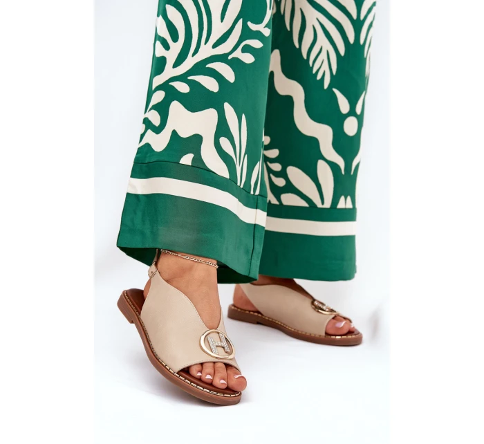 Ploché elegantní sandály s ozdobou béžové model 21685763 - Boto Ploché elegantní sandály s ozdobou béžové model 21685763 - Boto