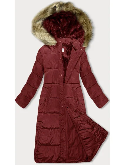 Dlouhá červená dámská zimní bunda model 21246573 - MELYA MELODY