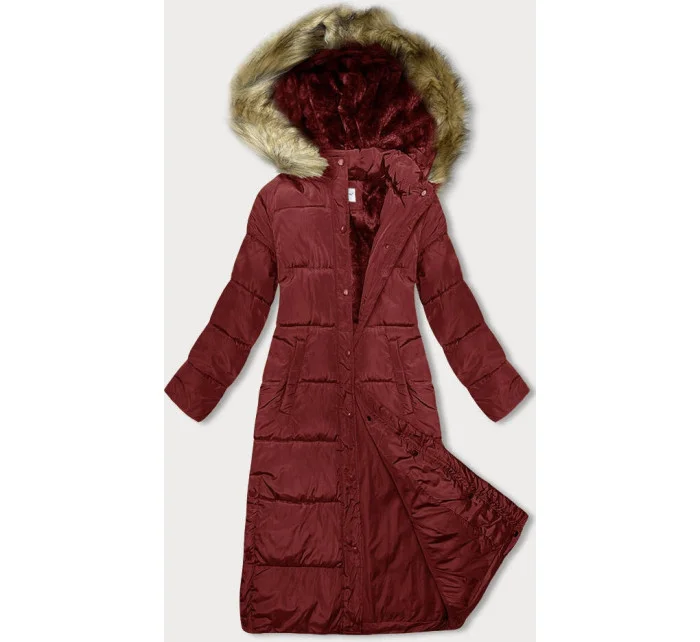 Dlouhá červená dámská zimní bunda model 21246573 - MELYA MELODY
