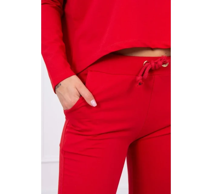 Súprava s oversize blúzkou červenej farby